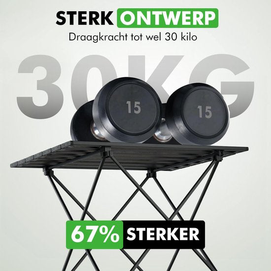 Travelhawk Campingtafel Inklapbaar - Campingtafel Opvouwbaar - Camping Tafel - campingtafel Lichtgewicht - Picknicktafel Kinderen - Zwart - 56x40x40cm - Medium