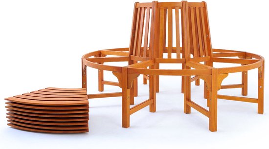 Casaria Elegante 360° Boombank van Duurzaam Eucalyptus Hardhout - 160 cm Diameter, 92 cm Hoog