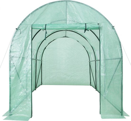 Gardebruk Kweekkas 7m² - Roldeur & 6 Ramen 350x200x200cm Groen