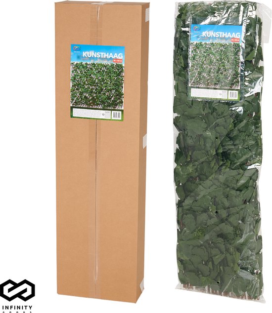 Infinity Goods Kunsthaag – Uitschuifbaar – 180 x 90 cm – Kunstklimop – Kunstplanten Voor Buiten En Binnen – Namaak Plant – Kunst Klimop – Uittrekbaar – Tuinscherm – Balkonscherm
