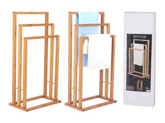 Made4Home - Handdoekrek Bamboe met 3 stangen - 40X24X82CM