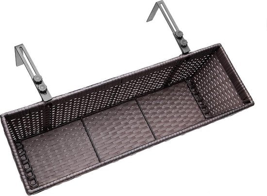 Casaria Polyrattan Bloembak – 2 Stuks Incl. Ophangbeugels – Bruin