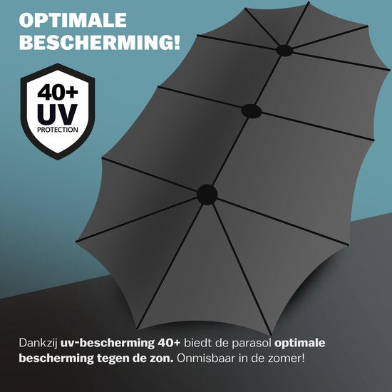 Kingsleeve Dubbele Parasol XXL - 460x270cm UV Bescherming – Antraciet