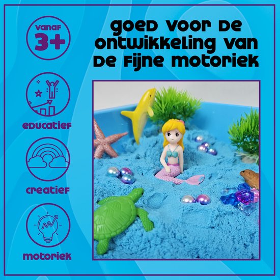 KidzKraze® Oceaanwonderen Speelzand – 1,6 kg bruin en blauw klevend speelzand voor binnen – Inclusief speel en opbergkoffer – Sensorisch speelgoed – Zandbak starter set voor kinderen - Het grote speelgoedboek 2025
