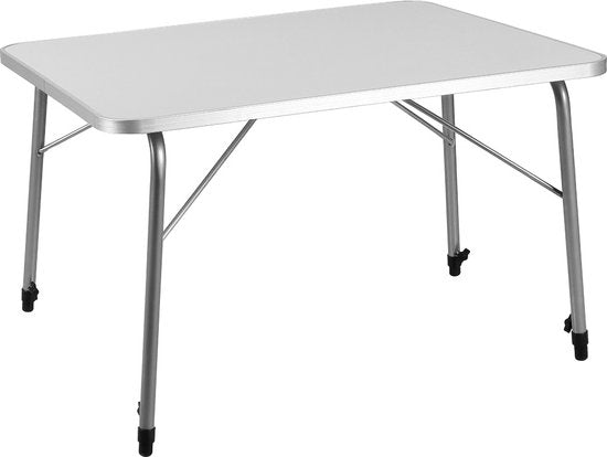 Casaria Campingtafel – Inklapbaar Verstelbaar 80 x 54 cm – Zilver Wit