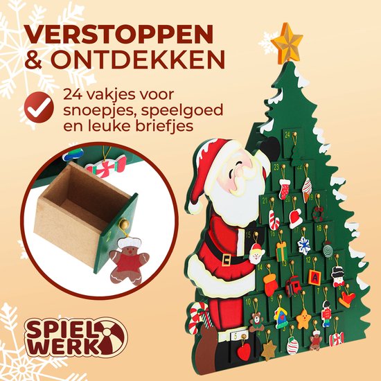 Spielwerk - Herbruikbare Adventskalender - Kerstboom 24 Deuren