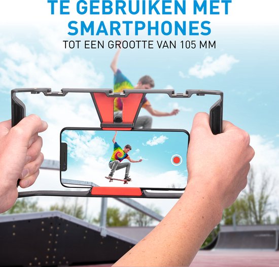 Grundig Smartphone Video Rig - Handgreep - Zwart/ Rood