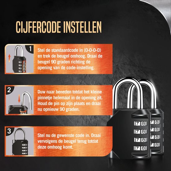VAIVE Hangslot met Cijfercode - Cijferslot - Slot - Hangslotje - Voor binnen en buiten