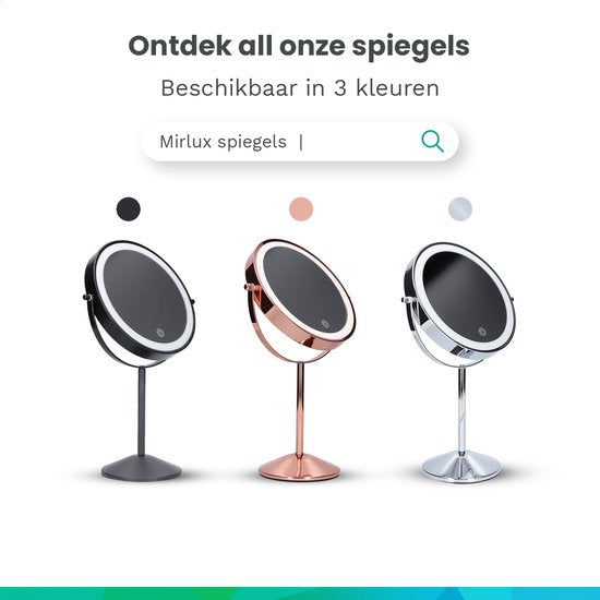 Mirlux Make Up Spiegel met LED Verlichting - 10x Vergroting Licht – Scheerspiegel Klein Op Voet - 3 Lichtstanden - Oplaadbaar - Vergrootspiegel Rosé Goud