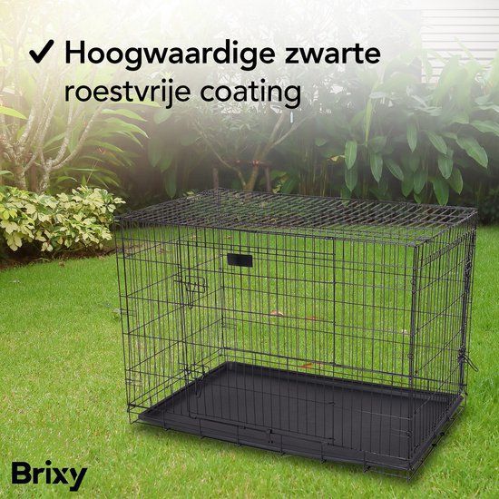Brixy Hondenbench - Bench Voor Honden - Maat XL - Opvouwbaar - 107 x 72 x 77 CM - 2 Deuren - Zwart