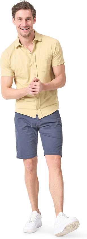 Mario Russo Korte Mouwen Overhemd - Overhemd heren - Polo Shirt Heren - t shirt heren - L - Licht olijfgroen