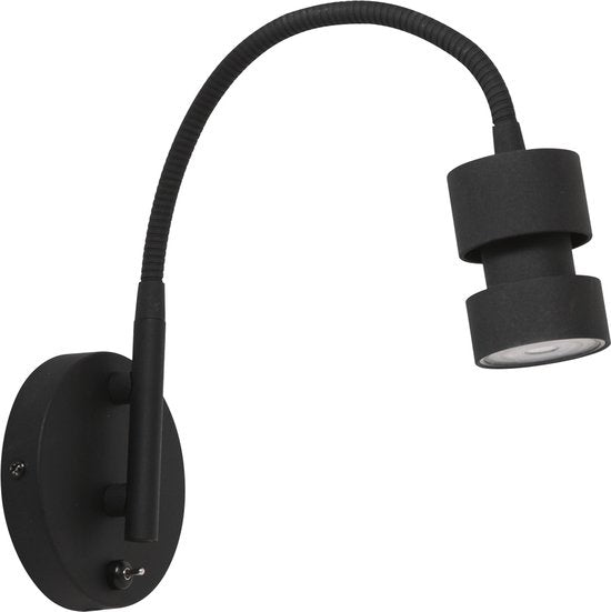 Wandlamp Natasja LED 3094ZW Zwart - Draaibaar en kantelbaar, inclusief GU10 lichtbron, gemaakt van kunststof en metaal - Steinhauer