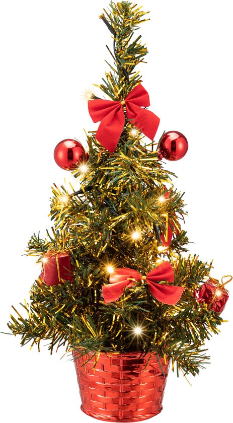 CASARIA Kunstkerstboom Mini - 36cm Leds-Kerstversiering USB - Pvc Groen