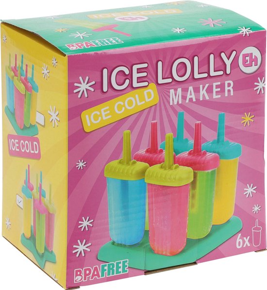 IJslollymaker voor 6 ijsjes assorti.