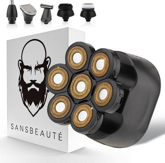 6-in-1 Scheerapparaat Mannen – Trimmer - Sansbeauté® SkullSharp Classic - Electric Face & Head Shaver - Hoofd Kaal Scheren – Elektrisch - Nat & Droog
