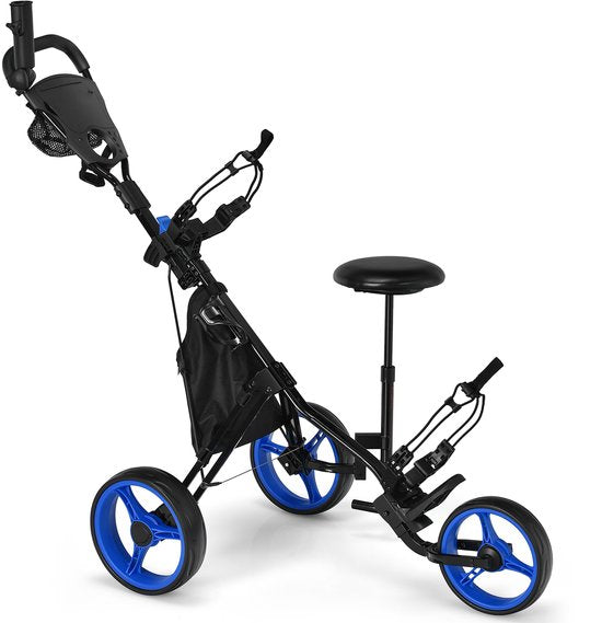 Coast Golftrolley, golftrolley, golftrolley, golfwagen, inklapbaar, golfcaddy golf push cart van aluminium, golfcaddy met parapluhouder, T-stukhouder en opbergtas