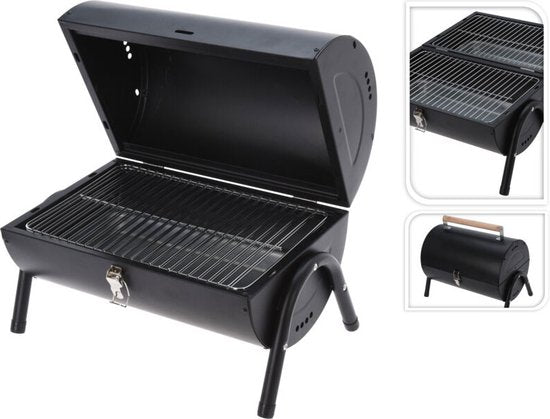 Houtskoolbarbecue - Cilindervorm - Tafelmodel - Mat Zwart