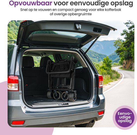 Gofun Bolderkar XXL - 150KG Draagvermogen - 150L Inhoud - Opvouwbaar - 360° Draaibare Wielen - Bolderwagen Met Duwstang - 83 x 44 x 26 cm - Zwart