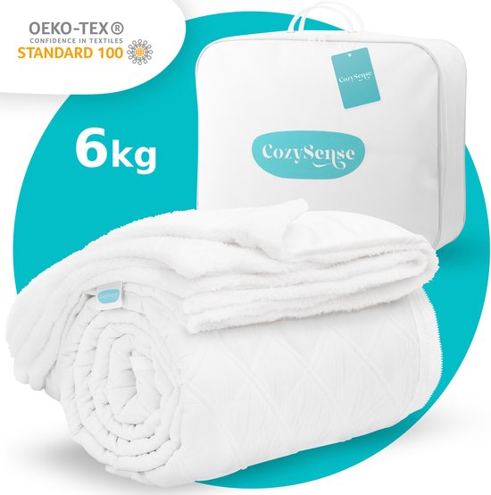 CozySense® Verzwaringsdeken 6 kg - Weighted Blanket - Zwaartedeken met GLASS-Flow® Drukverdeling - Inclusief Wasbare Hoes - 140x200 cm - Wit