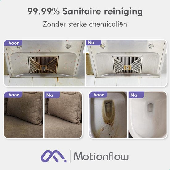 Motionflow 14-in-1 Stoomreiniger - Krachtig Stoomapparaat vloer, bank, badkamer & tapijt - 1150 Watt handstomer - Vlekkenreiniger - Handstoomreiniger voor kleding - Tapijtreiniger - 450 ML Steam Cleaner - 14-Delige accessoires Set