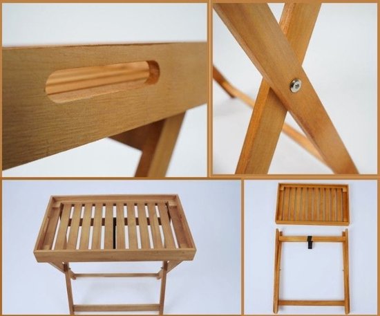 Ceruzo Bijzettafel Malibu – Inklapbaar – Dienblad – 50 cm – Paulownia Hout