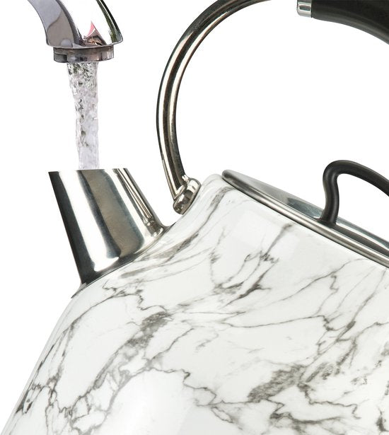 Marble Waterkoker retro - Marmerprint - Snoerloos te gebruiken - Metaal - antikalk waterfilter - ruime 1.7L inhoud voor 8 koppen thee - BPA vrij
