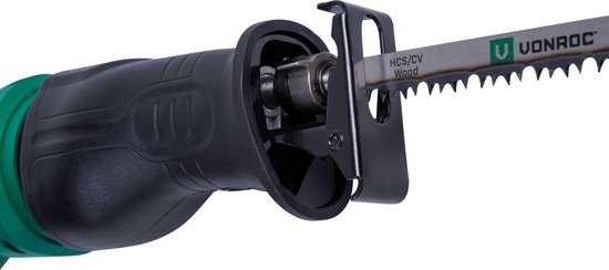 VONROC Reciprozaag – 900W – Draaibaar handvat – Incl. 3 zaagbladen voor hout & metaal