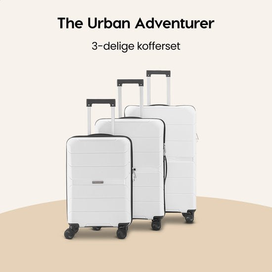 SC Urban Adventurer - Kofferset - 3-delig - Cijferslot - 232L - Spinner wielen - Reiskoffer met Kofferslot - Lichtgewicht - Wit