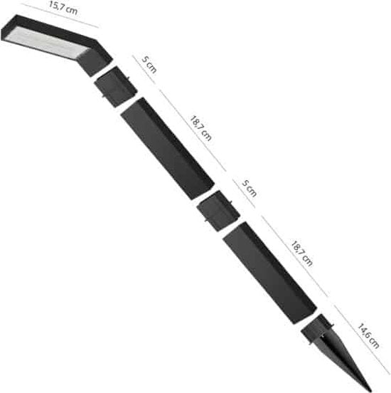 FlinQ Yora Solar Tuinverlichting - Tuinlampen op zonne-energie - Buitenlamp - Aluminium - 2-pack - Zwart