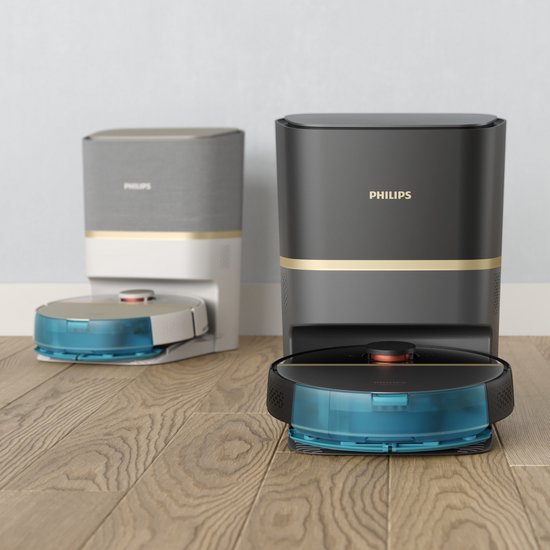 Philips HomeRun Aqua 7000 Series XU7100/01 - Robotstofzuiger met Dweilfunctie - Incl. Laadstation - Zwart / Goud - App Connected