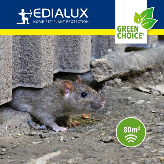 Edialux Ultrasonic Defend ultrasone muizenverjager rattenverjager, knaagdieren afschrikker, ultrasoon geluid, waterdicht ip44, usb herlaadbaar, binnen en buiten, tuin, schuur, kelder, 15-24 dagen autonomie, 80m² bereik