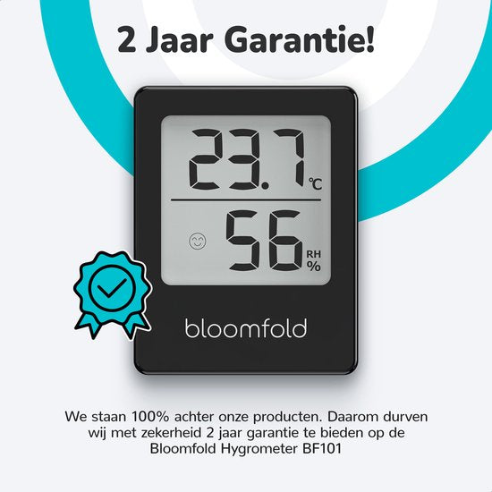 Bloomfold Hygrometer - Luchtvochtigheidsmeter - Digitaal Weerstation - Vochtigheidsmeter - Thermometer voor Binnen - Inclusief batterij