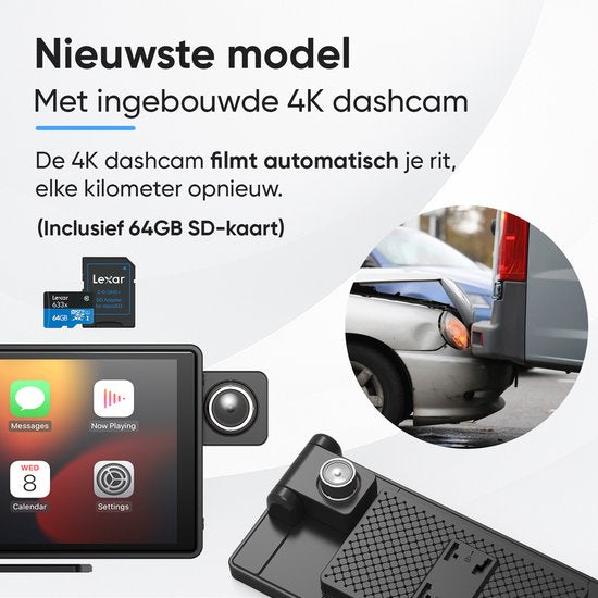 CarMe CarPlay Scherm 10 Inch - Met Ingebouwde Dashcam - Inclusief SD-Kaart - Apple CarPlay & Android Auto (Draadloos) - Touchscreen - Navigatiesysteem auto - Geschikt voor Apple CarPlay & Android Auto - Android Auto scherm