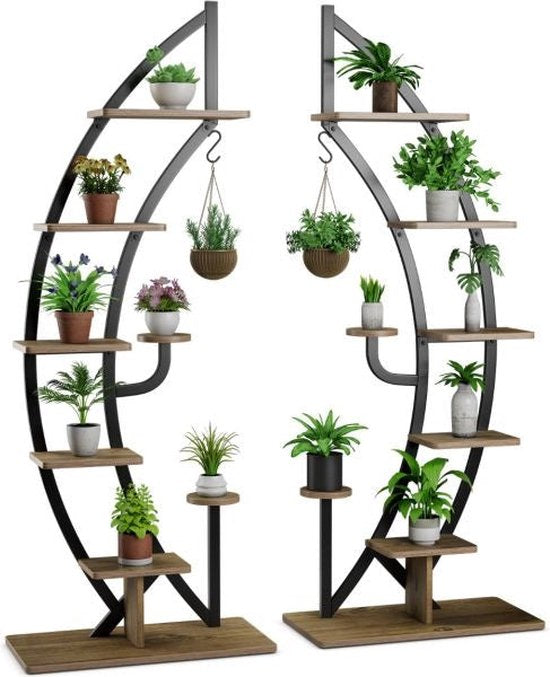 Coast Plantenrek – 2x – Metalen – 7-Lagen – Halve Maan Vorm – Binnen – Zwart
