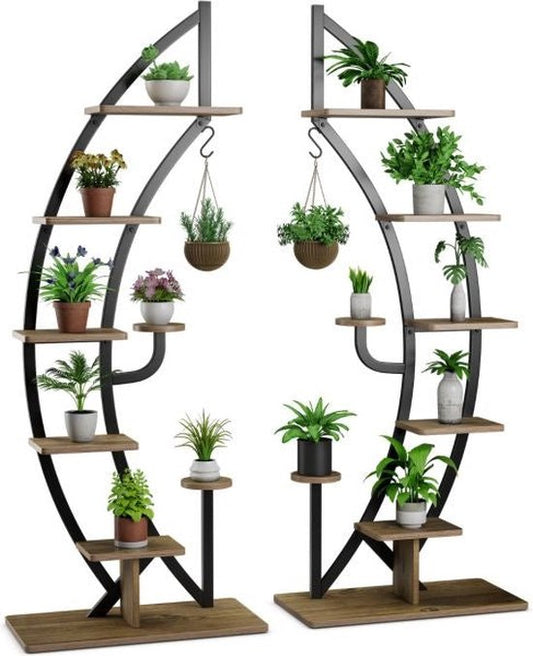 Coast Plantenrek – 2x – Metalen – 7-Lagen – Halve Maan Vorm – Binnen – Zwart