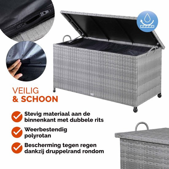 Casaria Opbergkist – Weerbestendig 122x56x61cm 420L - Grijs