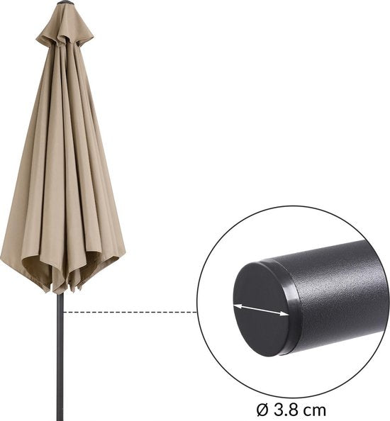 Kingsleeve Parasol Ø300cm - UV-bescherming 50+/ Slinger - Taupe