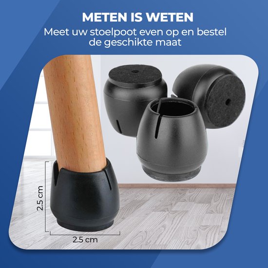 Roegaarden Stoelpoot Beschermers – Stoelpootdoppen – 12-16mm – 24 stuks – Zwart