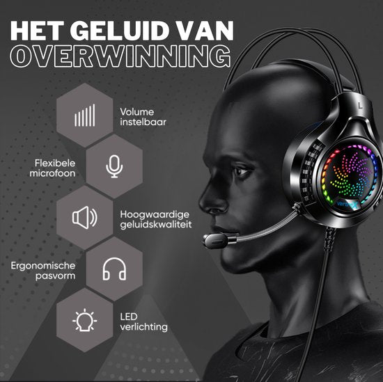 VERTREX Gaming Headset met Microfoon - PC, PS5, PS4, Xbox, Nintendo Switch - 7.1 Surround Sound