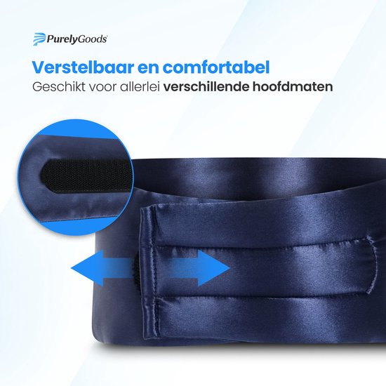 PurelyGoods® Zijden Slaapmasker - Oogmasker Slaap – 100% Moerbei Zijde – Verduisterend - Vrouwen en Mannen – Marine Blauw