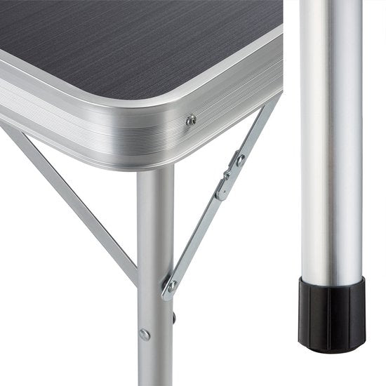 Casaria Campingtafel Aluminium – Incl. 2 Banken/Inklapbaar - Grijs