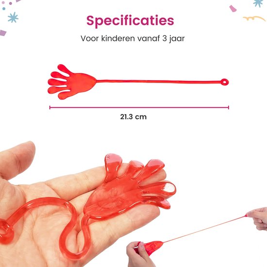 Partizzle 48x Kleverige Plakhandjes - Sticky Hands Uitdeelcadeautjes - Grabbelton Traktatie Cadeautjes - Sensorisch Klein Speelgoed - Voor Kinderen & Peuters