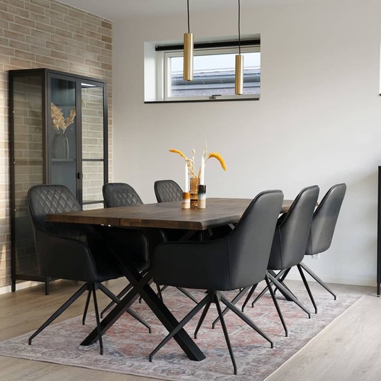 House Nordic Harbo Eetkamerstoel Vegan Leer Zwart - Set van 2