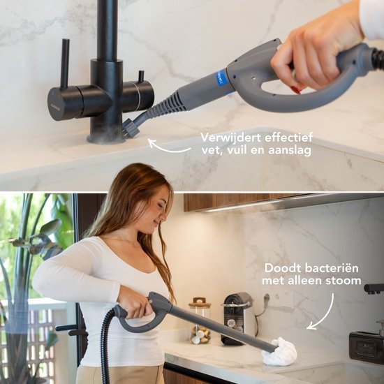 Techweise TS1 - Stoomreiniger - 3,6 bar 1500W - 26 accessoires - Vloer, badkamer en meer - 40 min stomen
