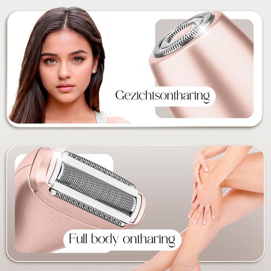 2-in-1 Ladyshave met Display - Gezicht - Oksels - Benen - Bikinilijn - Sansbeauté® - Scheerapparaat Vrouw - Gezichtsontharing Dames - Trimmer Vrouw - Ladyshaves Bikini - USB Oplaadbaar