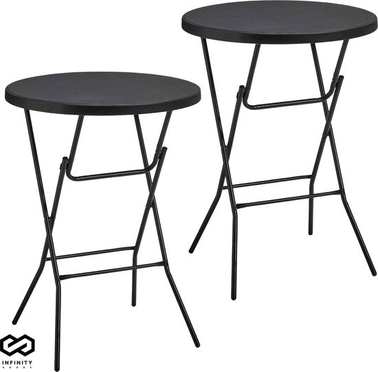 Infinity Goods Stevige Zwarte Statafels - Set van 2 - Inklapbaar - Ø 80 x 110 cm