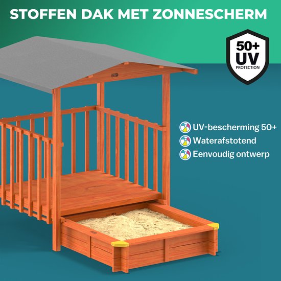 Spielwerk Zandbak - Hout Zonnedak UV 50+ Merle - 143x130x130cm