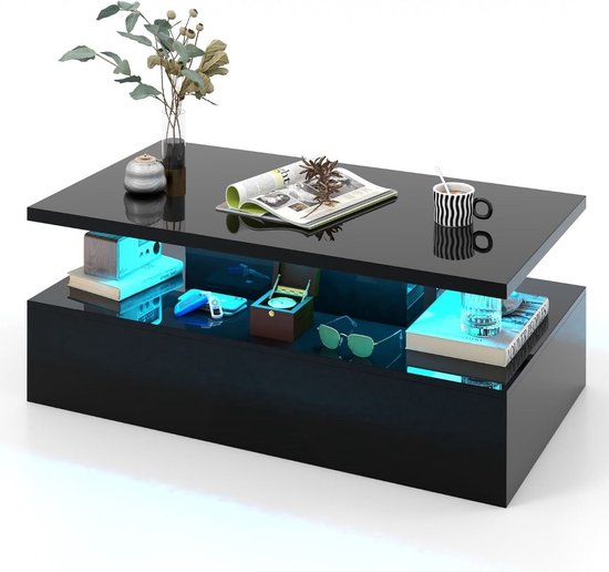 Coast - Salontafel met led verlichting - 110 x 60 x 40cm - Zwart
