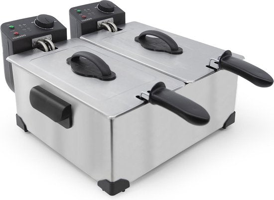 Tomado Dubbele Frituurpan – 2 x 3 liter – 3600 W – 52 x 41 x 21,5 cm – RVS