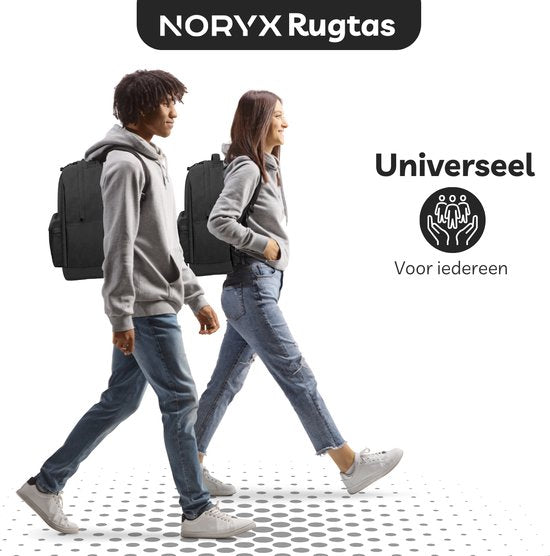 Noryx Origin Rugzak 27L - 15,6 inch - Laptop Rugtas - Schooltas - Heren en Dames - Spatwaterdicht - Zwart